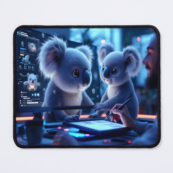 Item preview, Cute Koala in Futuristic Digital Art Studio designed and sold by DreamyWallVibes.