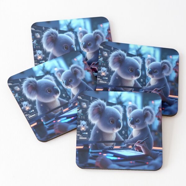 Item preview, Cute Koala in Futuristic Digital Art Studio designed and sold by DreamyWallVibes.