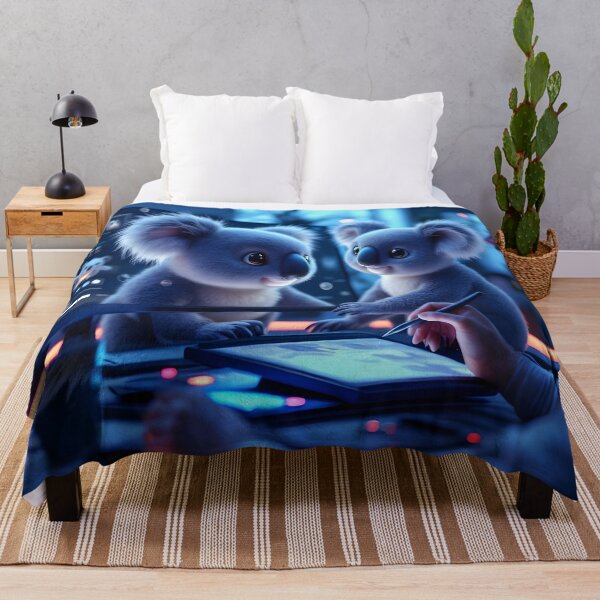 Item preview, Cute Koala in Futuristic Digital Art Studio designed and sold by DreamyWallVibes.