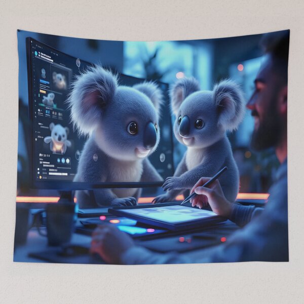 Item preview, Cute Koala in Futuristic Digital Art Studio designed and sold by DreamyWallVibes.