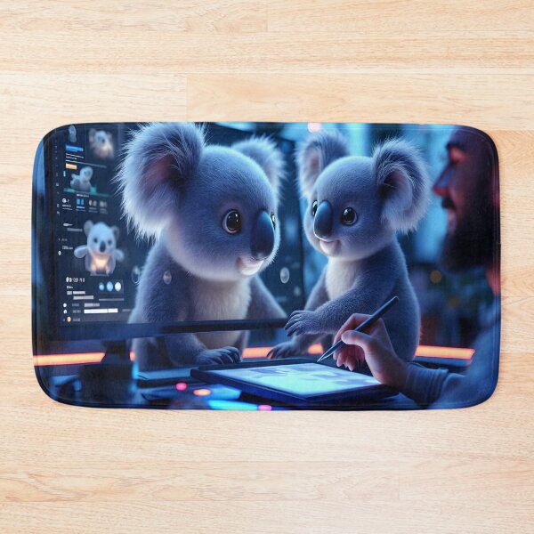 Item preview, Cute Koala in Futuristic Digital Art Studio designed and sold by DreamyWallVibes.
