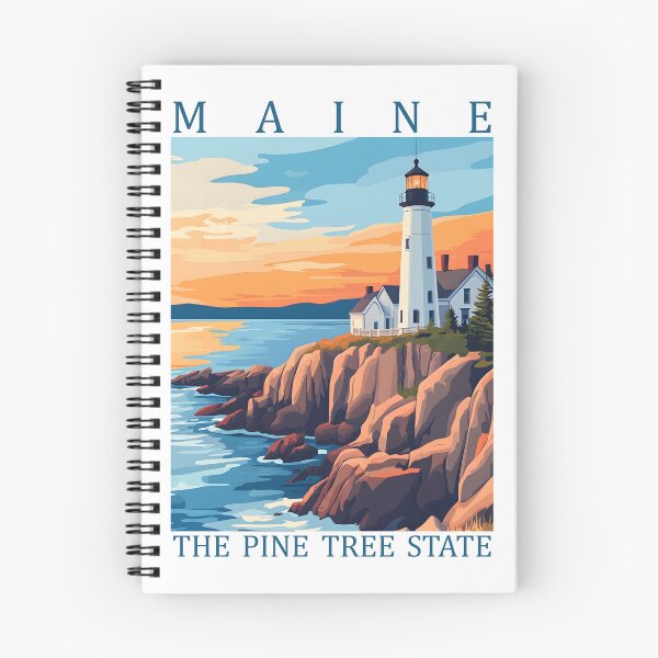 Item preview, Maine The Pine Tree State Vintage Travel Poster – Coastal Lighthouse Sunset Art designed and sold by GiftsCreek.