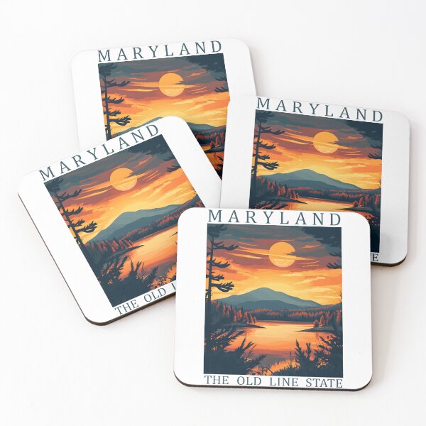 Item preview, Maryland The Old Line State Vintage Travel Poster – Sunset Mountain Lake Art designed and sold by GiftsCreek.