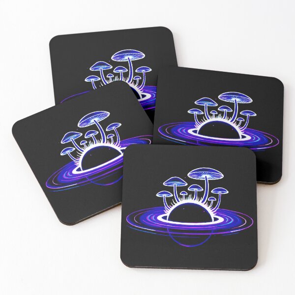 Item preview, Psychedelic Neon Mushroom Planet Trippy Fungi Art designed and sold by VikArtStudio.