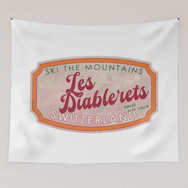 Item preview, Les Diablerets, Switzerland, Vaud, Ski, textured skiing badge designed and sold by Wanderful-roads.