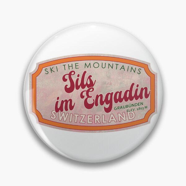 Item preview, Sils im Engadin, Switzerland, Graubünden, Ski, textured skiing badge designed and sold by Wanderful-roads.