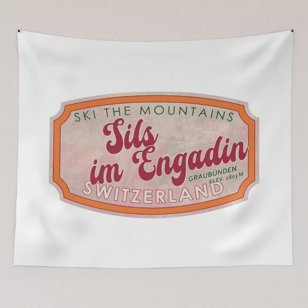 Item preview, Sils im Engadin, Switzerland, Graubünden, Ski, textured skiing badge designed and sold by Wanderful-roads.