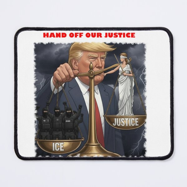 Item preview, HANDS OFF OUR JUSTICE - Trump political satire art designed and sold by K-O-Bold.