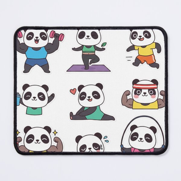 Item preview, Cute Gym Panda Sticker Pack – Kawaii Fitness Panda Workout, Yoga & Weightlifting Laptop Stickers designed and sold by snaperos.