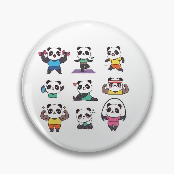 Item preview, Cute Gym Panda Sticker Pack – Kawaii Fitness Panda Workout, Yoga & Weightlifting Laptop Stickers designed and sold by snaperos.
