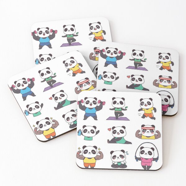 Item preview, Cute Gym Panda Sticker Pack – Kawaii Fitness Panda Workout, Yoga & Weightlifting Laptop Stickers designed and sold by snaperos.
