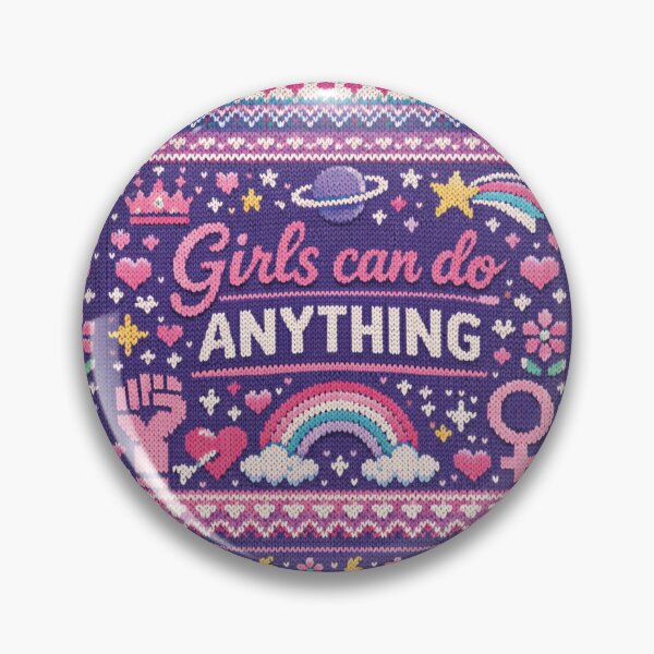 Item preview, Girls Can Do Anything Empowerment Knitting Pattern Design designed and sold by Mauswohn.