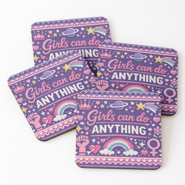 Item preview, Girls Can Do Anything Empowerment Knitting Pattern Design designed and sold by Mauswohn.