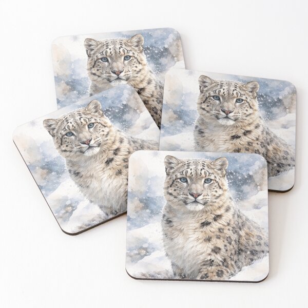 Item preview, Snow Leopard Watercolor – Majestic Winter Big Cat Art designed and sold by Darlin8888.