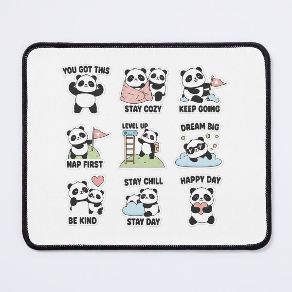 Item preview, Cute Motivational Panda Sticker Pack – You Got This, Stay Cozy & Dream Big Kawaii Laptop Stickers designed and sold by snaperos.