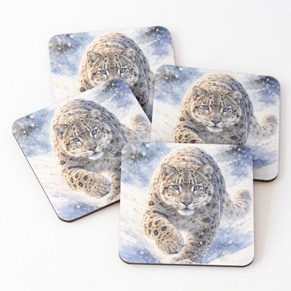 Item preview, Snow Leopard Watercolor – Majestic Winter Wildlife Art designed and sold by Darlin8888.