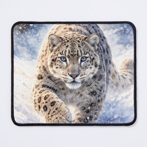 Item preview, Snow Leopard Watercolor – Majestic Winter Wildlife Art designed and sold by Darlin8888.