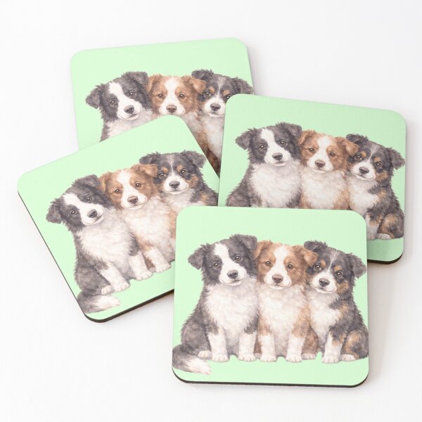 Item preview, Forever Loved - Three Border Collie Puppies Watercolour designed and sold by inspired-works.