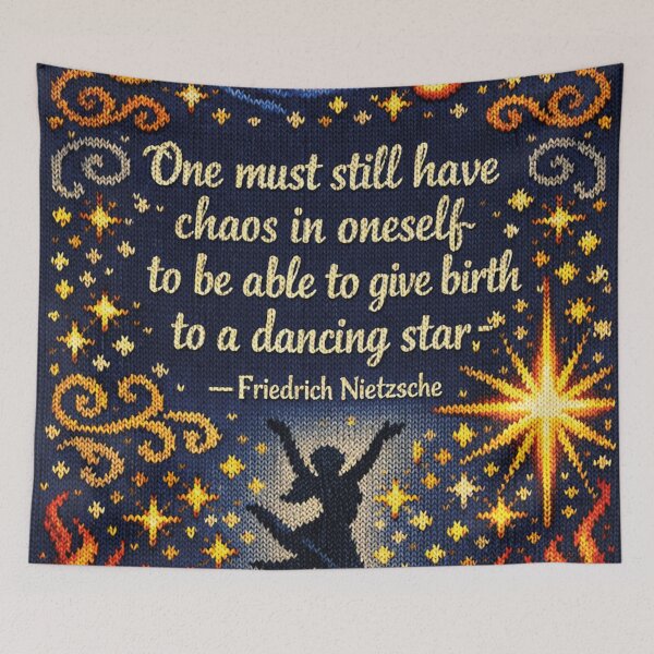 Item preview, Nietzsche Dancing Star Chaos Quote Knitting Pattern Design designed and sold by Mauswohn.