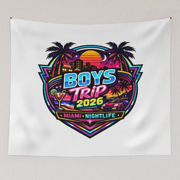 Item preview, Miami Nightlife Boys Trip 2026 Vaporwave Retro 80s designed and sold by SplashTastic.