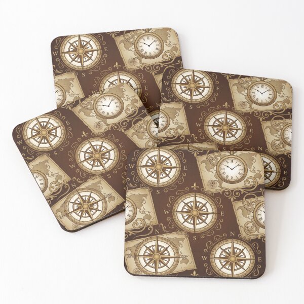 Item preview, Vintage Nautical Compass and Pocket Watch Pattern designed and sold by DGtaLrtcom.