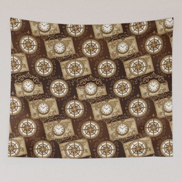 Item preview, Vintage Nautical Compass and Pocket Watch Pattern designed and sold by DGtaLrtcom.
