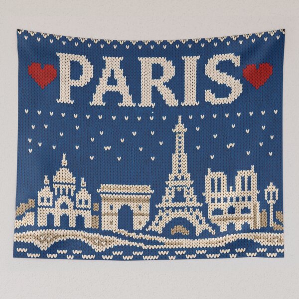 Item preview, Paris skyline landmark in a cozy knit pattern design designed and sold by Mauswohn.