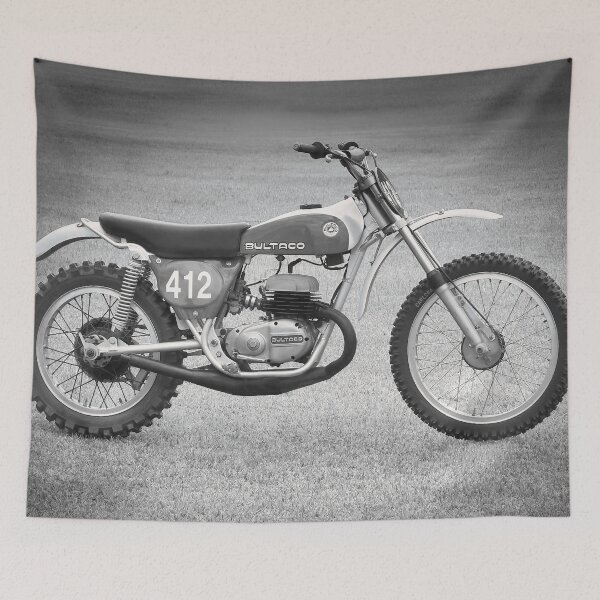 Item preview, Vintage Motocross Motorcycle in black and white designed and sold by pcole123.