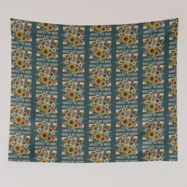 Item preview, Music Is My Garden - Retro 70s Sunflower Streetwear designed and sold by Dimu Co..