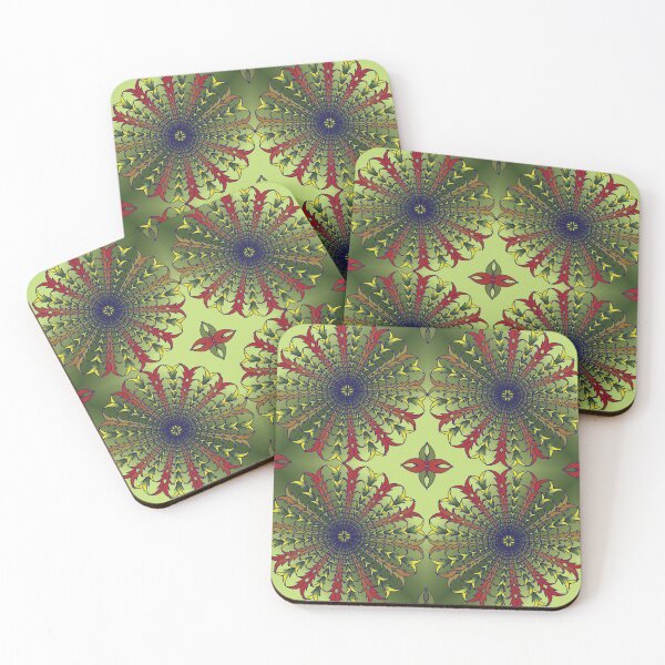 Item preview, Emerald Leaf Mandala Quartet designed and sold by OIL Pattern Design .