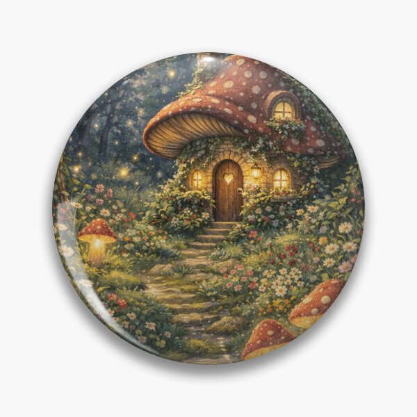 Item preview, Whimsical Forest Cottagecore Gouache Print Mushroom House Firefly Lanterns Wall Art Nursery Decor Portrait designed and sold by Artist Bishhnu Banerji.
