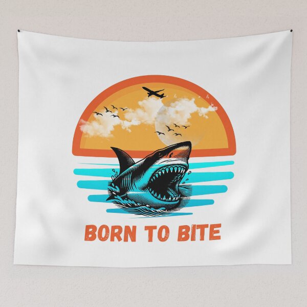 Item preview, Born To Bite Vintage Great White Shark Retro Ocean Predator Design designed and sold by KapiPrint.