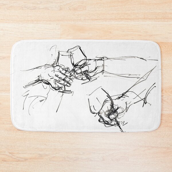 Item preview, Vintage Minimalist Toasting Hands Sketch designed and sold by SleekLineSketches.