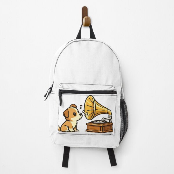 Item preview, cute dog and old gramophone designed and sold by Dogandesighn.