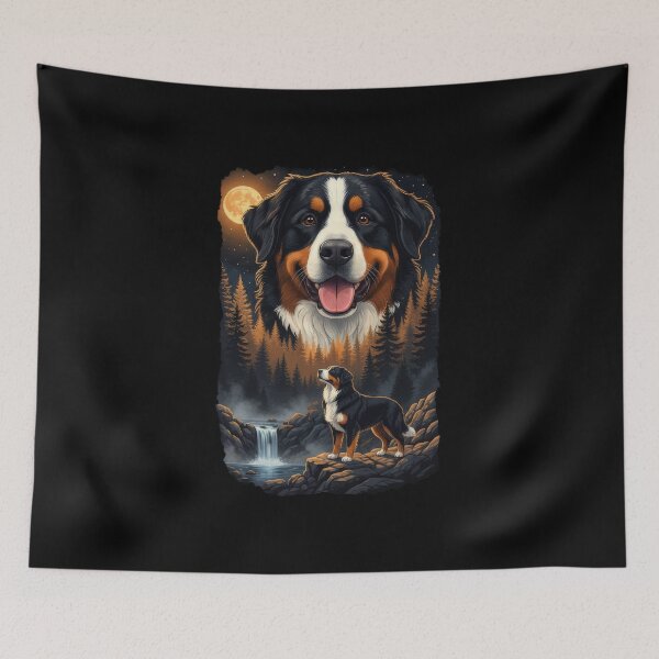Item preview, Vintage 90S Bernese Mountain Dog Howling At The Moon designed and sold by Stotee.