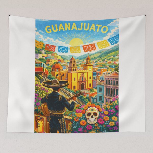 Item preview, Mariachi and Panoramic View of Guanajuato’s Historic Downtown and Colorful Hills in Mexico designed and sold by Places On Earth.