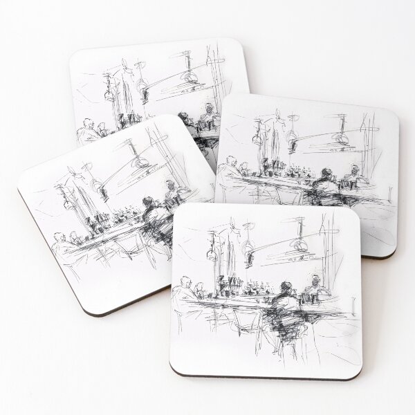 Item preview, Abstract Minimalist Bar Scene Sketch designed and sold by SleekLineSketches.