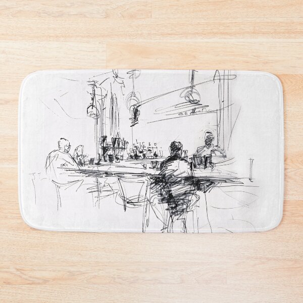Item preview, Abstract Minimalist Bar Scene Sketch designed and sold by SleekLineSketches.