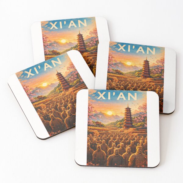Item preview, Terracotta Warriors of Xi’an in Front of Pagodas and Mountains in the Shaanxi Capital of Ancient China designed and sold by Places On Earth.