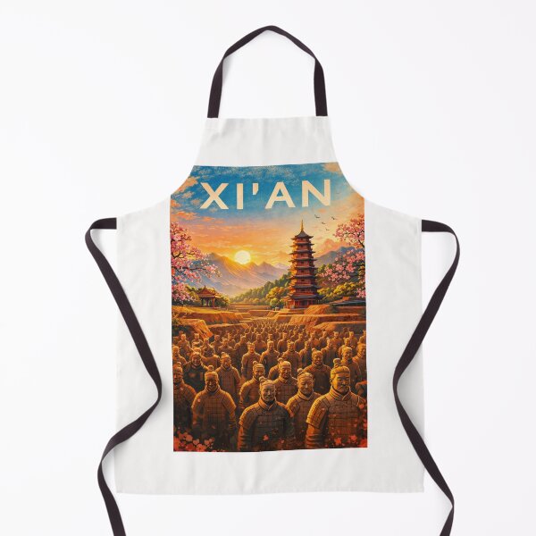 Item preview, Terracotta Warriors of Xi’an in Front of Pagodas and Mountains in the Shaanxi Capital of Ancient China designed and sold by Places On Earth.