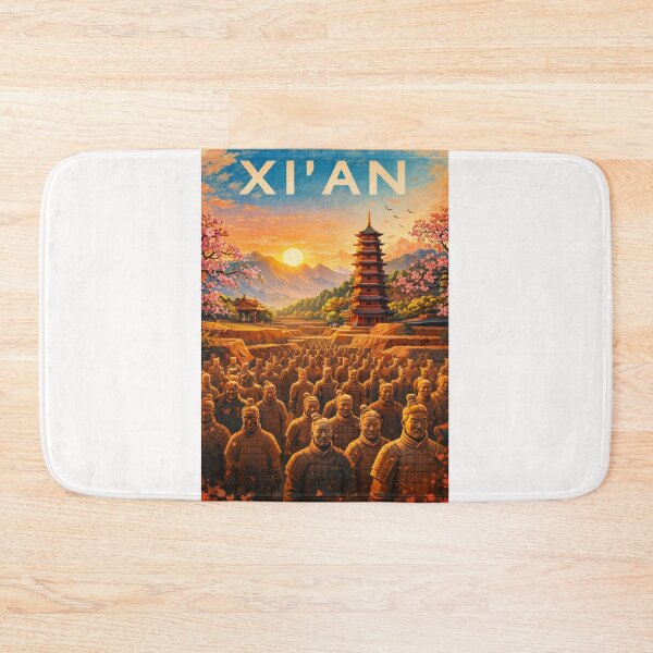 Item preview, Terracotta Warriors of Xi’an in Front of Pagodas and Mountains in the Shaanxi Capital of Ancient China designed and sold by Places On Earth.