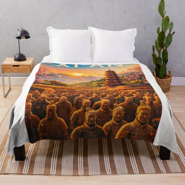 Item preview, Terracotta Warriors of Xi’an in Front of Pagodas and Mountains in the Shaanxi Capital of Ancient China designed and sold by Places On Earth.