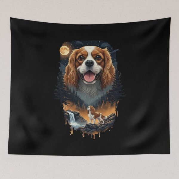 Item preview, Vintage 90S Cavalier King Charles Spaniel Howling At The Moon designed and sold by Stotee.