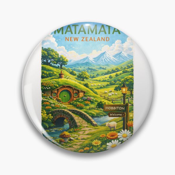 Item preview, Hobbiton Welcome Sign and Hobbit Hole in Blooming Hills of Matamata, Waikato Region, New Zealand designed and sold by Places On Earth.