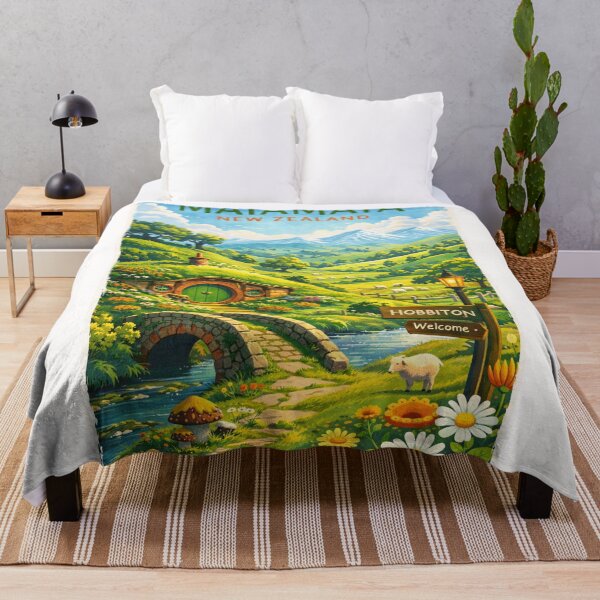Item preview, Hobbiton Welcome Sign and Hobbit Hole in Blooming Hills of Matamata, Waikato Region, New Zealand designed and sold by Places On Earth.