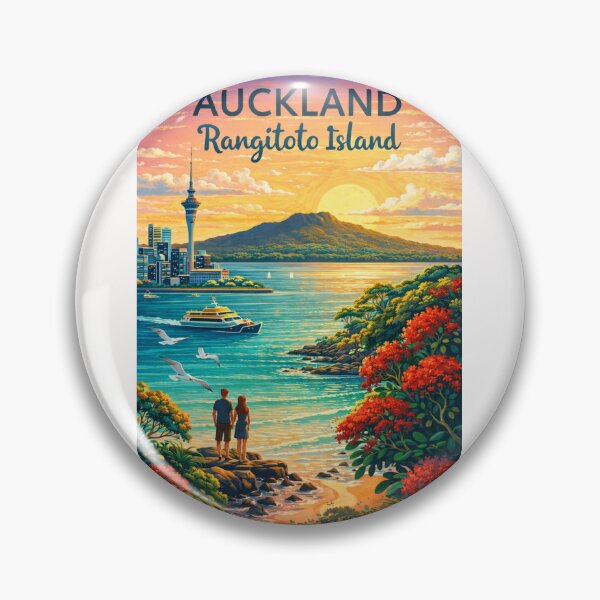 Item preview, Auckland Harbour and Rangitoto Island at Sunset with Sky Tower in Waitematā Harbour, North Island, New Zealand designed and sold by Places On Earth.