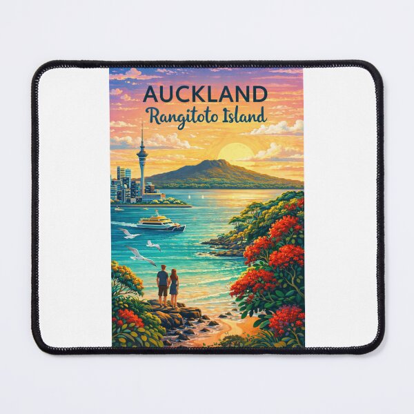 Item preview, Auckland Harbour and Rangitoto Island at Sunset with Sky Tower in Waitematā Harbour, North Island, New Zealand designed and sold by Places On Earth.