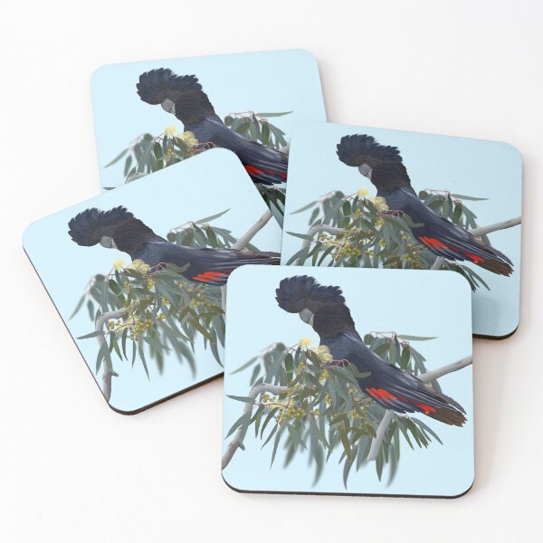 Item preview, Red-tail black cockatoo on eucalyptus branch designed and sold by Windswell.