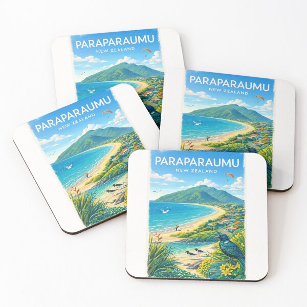 Item preview, Paraparaumu Coastline with Kapiti Island, Native Birds and Beach Houses in Kāpiti Coast District, New Zealand designed and sold by Places On Earth.