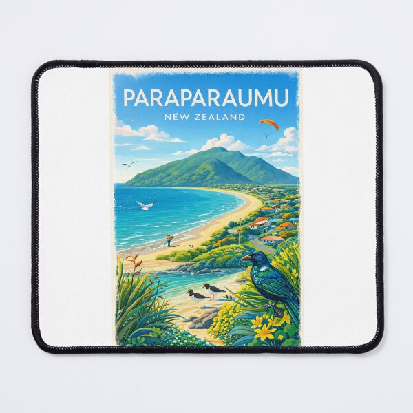 Item preview, Paraparaumu Coastline with Kapiti Island, Native Birds and Beach Houses in Kāpiti Coast District, New Zealand designed and sold by Places On Earth.